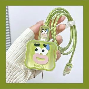 Funny Expression Wave Model Charger Protective Case Set For Apple 18/20W Charger